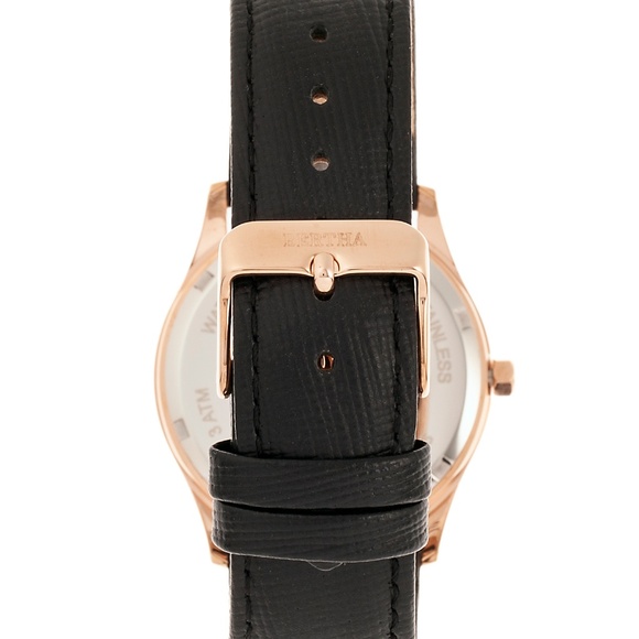 Classic Black Genuine Leather Band Watch